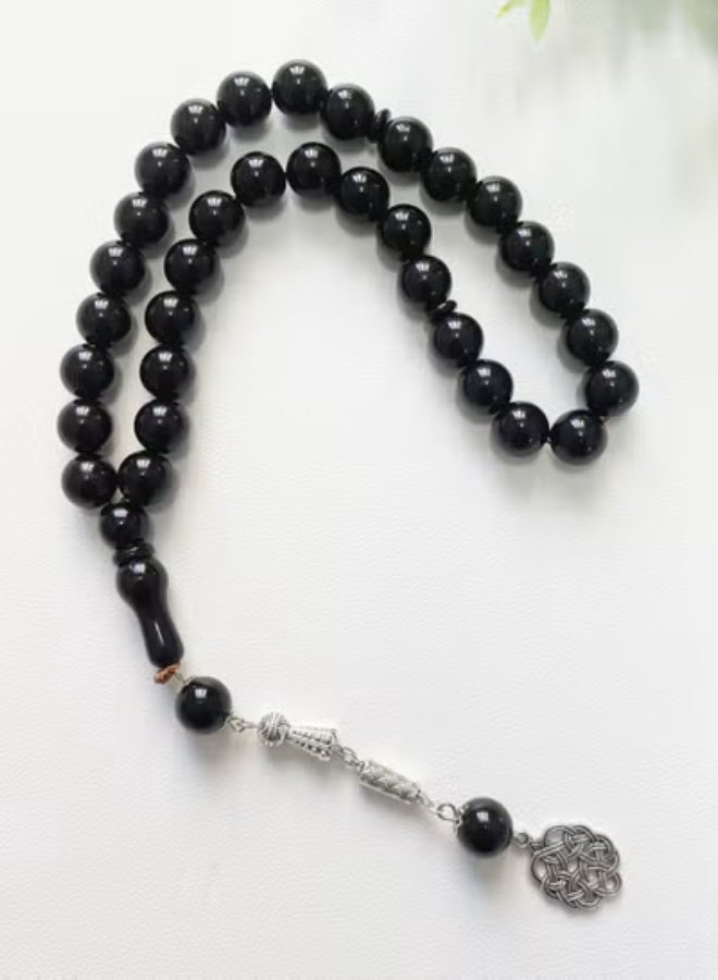 Lesha Prayer Beads (10mm 45 Beads) Black Resin Beads - Muslim Prayer Beads Handmade - Image 2