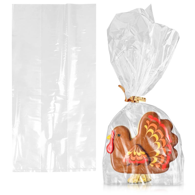 APQ Clear Gusseted Poly Bags 4 x 2 x 8 Inches Pack of 100 Waterproof Side Gusseted Plastic Bags with Open Top 2 Mil Thick Flat Bottom Clear Bag for Packaging Popcorn Cookies Bread