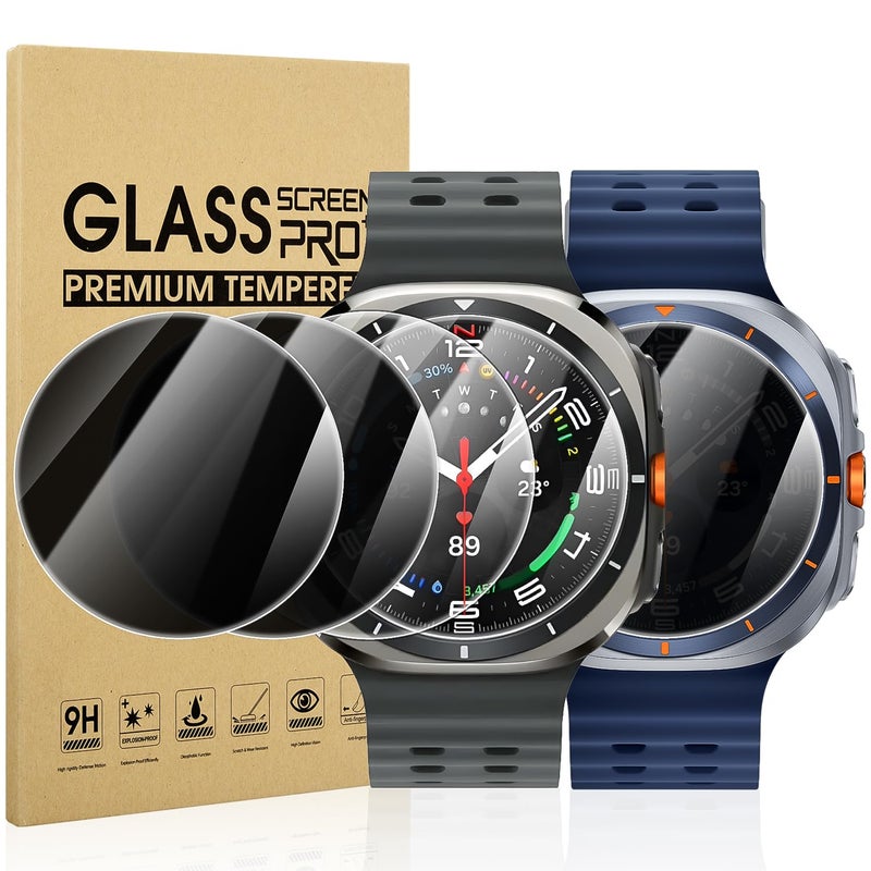 Suoman 2+2-Pack for Samsung Galaxy Watch Ultra 47mm Privacy Screen Protector, [Anti-Peeping] 9H Hardness Tempered Glass Screen Protective Film Ultra 47 mm for Galaxy 8/7 Smartwatchesï¼ˆ2024-2025ï¼‰ - Image 1
