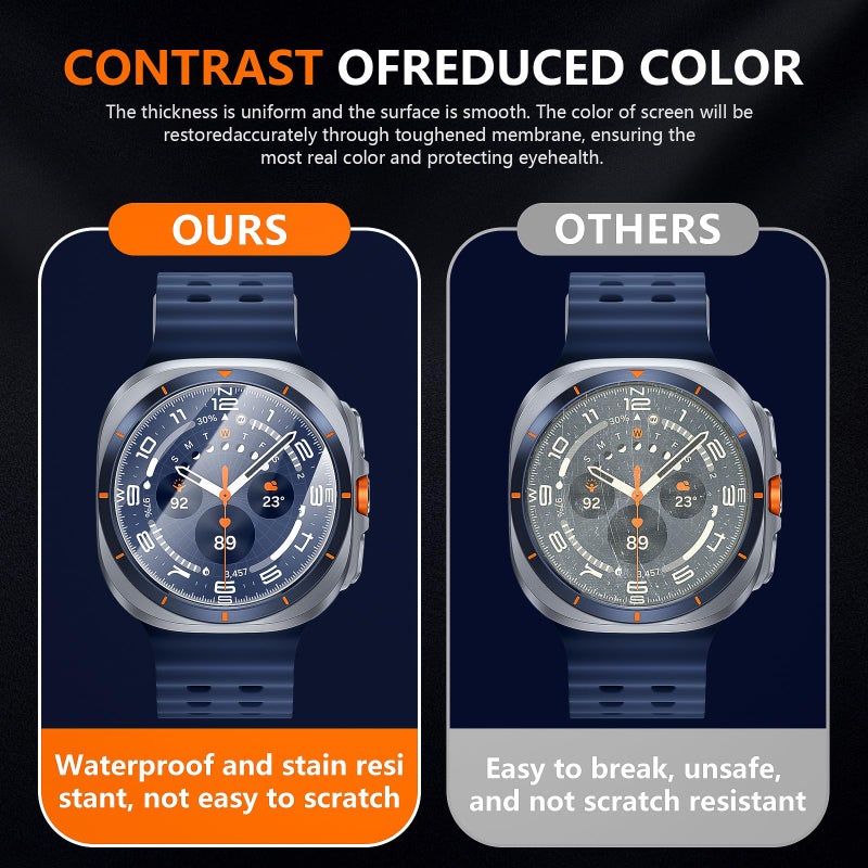 Suoman 2+2-Pack for Samsung Galaxy Watch Ultra 47mm Privacy Screen Protector, [Anti-Peeping] 9H Hardness Tempered Glass Screen Protective Film Ultra 47 mm for Galaxy 8/7 Smartwatchesï¼ˆ2024-2025ï¼‰ - Image 5