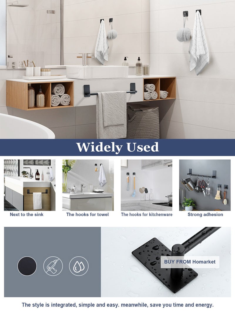 HomarKet Towel Rack Set with 2 Hook 304 Stainless Steel Wall Mounted Holder No drilling Bathroom Cleaning Tools Holder Kitchen Hardware Set - Image 5