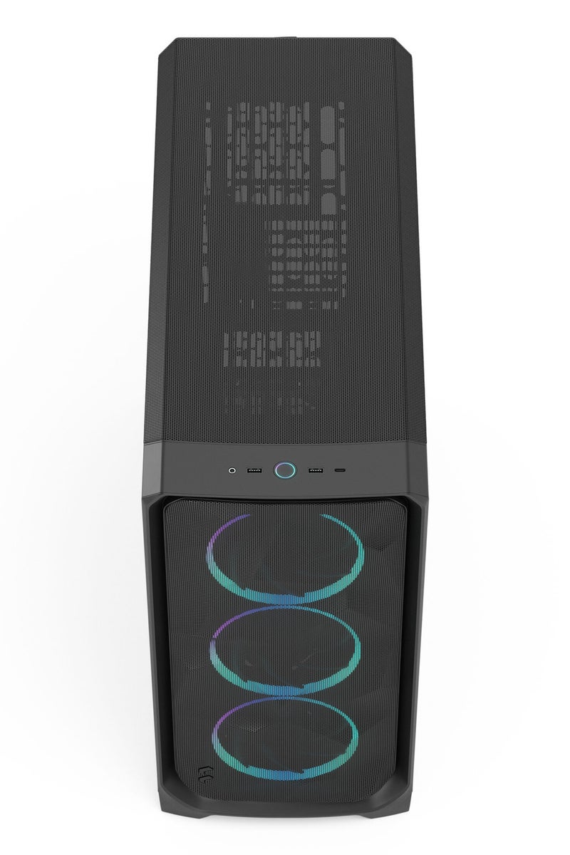 Fractal Design Meshify 3 XL Full Tower PC Case, Black with Light Tint Tempered Glass Side Panel, Includes 3x Momentum 14 RGB Fans, Standard RGB Control, USB-C 3.2 Gen 2 Front I/O, Tool-Free Panels, Mesh Front for High Airflow, Advanced Cable Management, RGB TG Light Tint Black | FD-C-MES3X-04 - Image 4