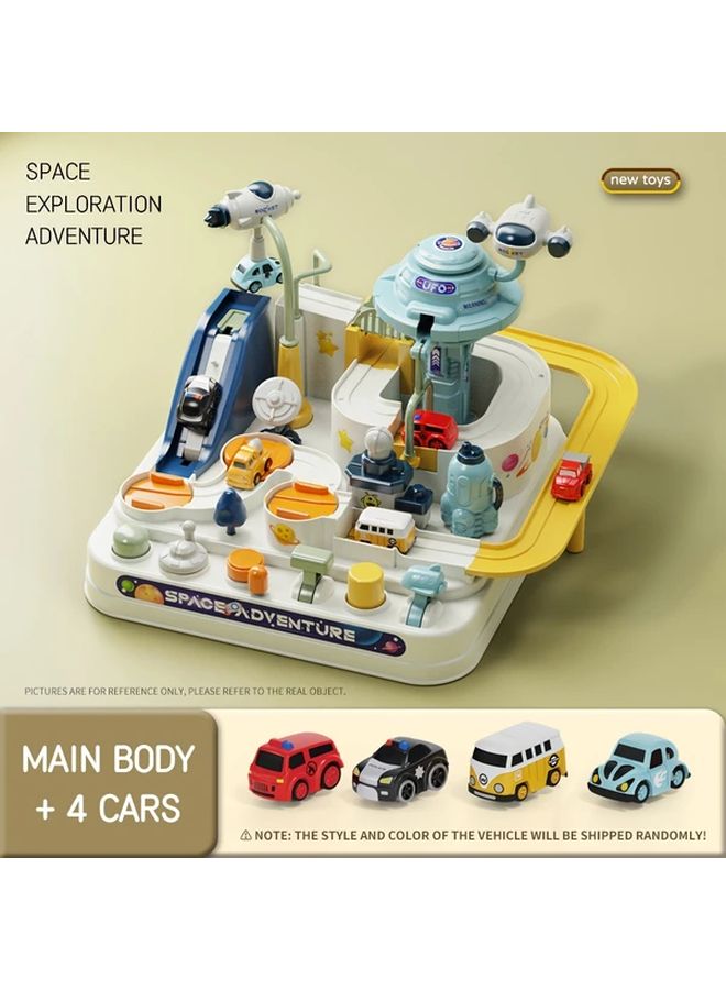 White Space Adventure Track City Rescue Toy 4 Random Mini Cars Educational Puzzle Fine Motor Skills Parent Child Interactive - Image 2