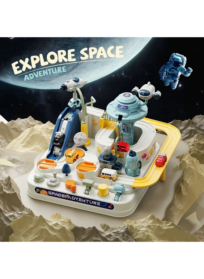 White Space Adventure Track City Rescue Toy 4 Random Mini Cars Educational Puzzle Fine Motor Skills Parent Child Interactive - Image 5