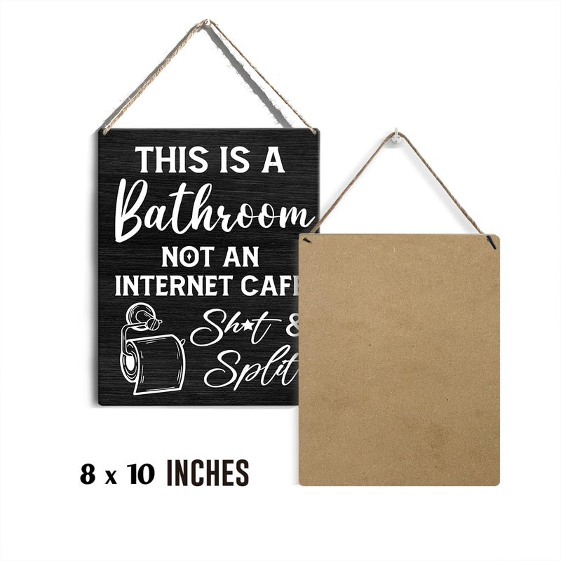 GUDIAO Farmhouse Bathroom Signs Wall Decor Rustic This is a Bathroom Not an Internet Cafe Wood Plaque Wooden Hanging Sign Decoration for Home Toilet Door 8 x 10 - Image 2