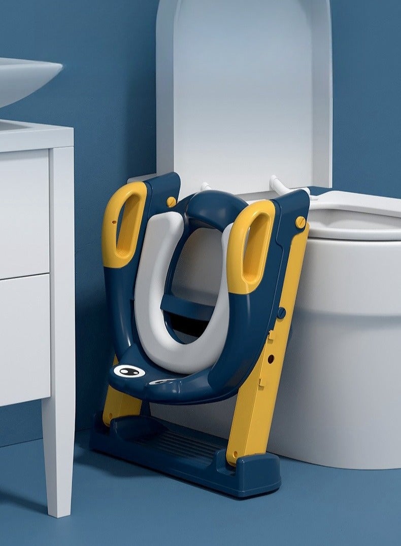 Potty Training Seat, Upgrade Toddler Toilet Seat for Kids Boys Girls, 2 in 1 Potty Training Toilet for Kids, Splash Guard Anti-Slip Pad Step Stool(Blue) - Image 5