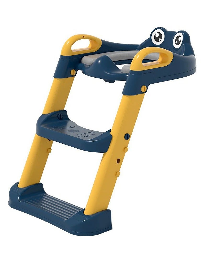 Potty Training Seat, Upgrade Toddler Toilet Seat for Kids Boys Girls, 2 in 1 Potty Training Toilet for Kids, Splash Guard Anti-Slip Pad Step Stool(Blue) - Image 2