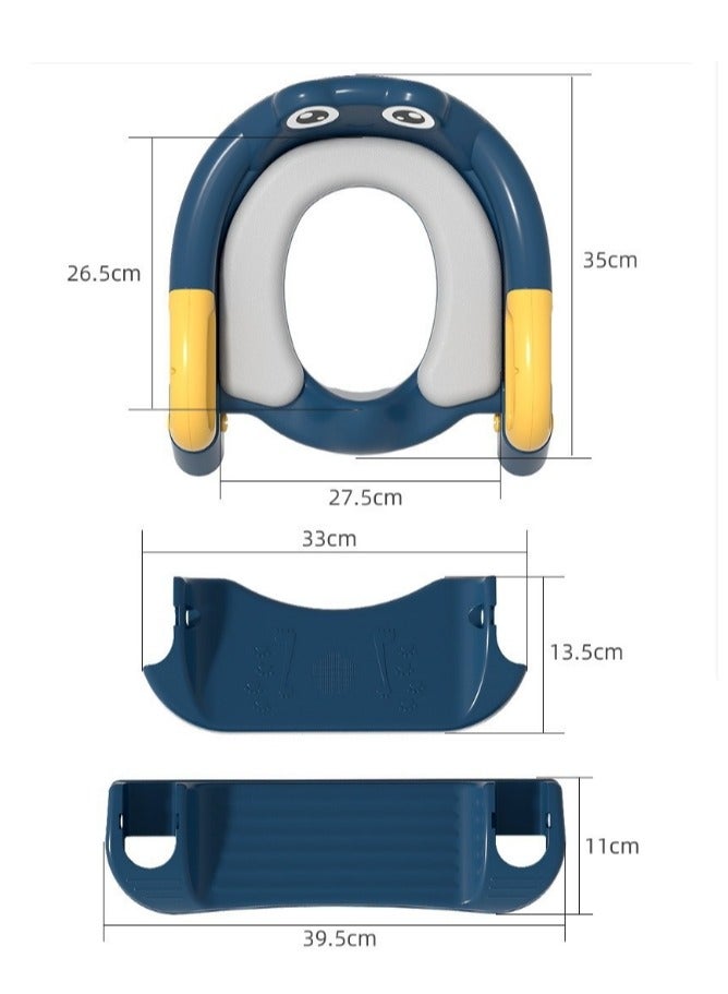 Potty Training Seat, Upgrade Toddler Toilet Seat for Kids Boys Girls, 2 in 1 Potty Training Toilet for Kids, Splash Guard Anti-Slip Pad Step Stool(Blue) - Image 4