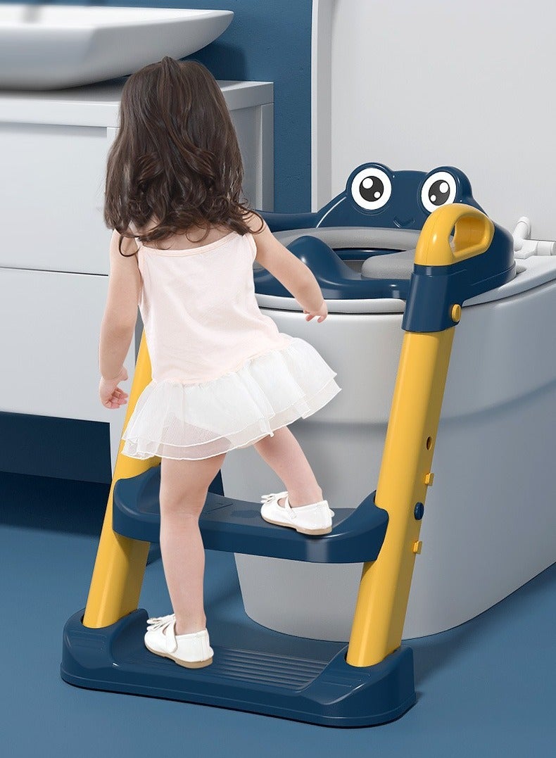 Potty Training Seat, Upgrade Toddler Toilet Seat for Kids Boys Girls, 2 in 1 Potty Training Toilet for Kids, Splash Guard Anti-Slip Pad Step Stool(Blue) - Image 1