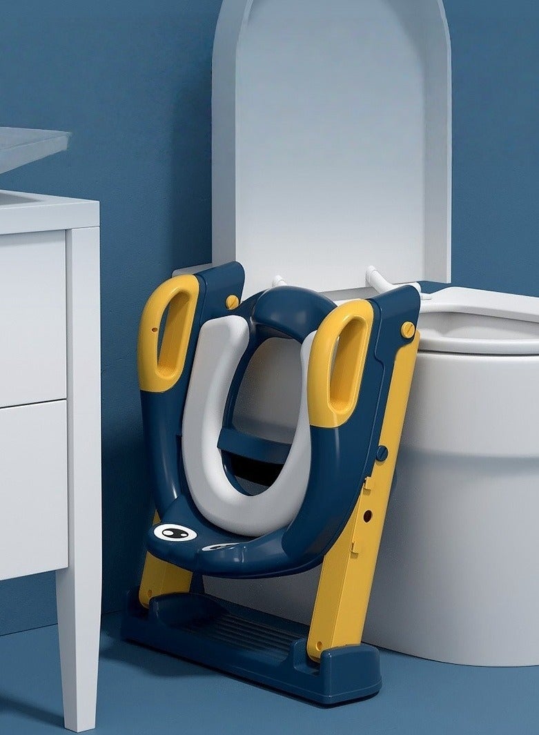 Potty Training Seat, Upgrade Toddler Toilet Seat for Kids Boys Girls, 2 in 1 Potty Training Toilet for Kids, Splash Guard Anti-Slip Pad Step Stool(Blue) - Image 5