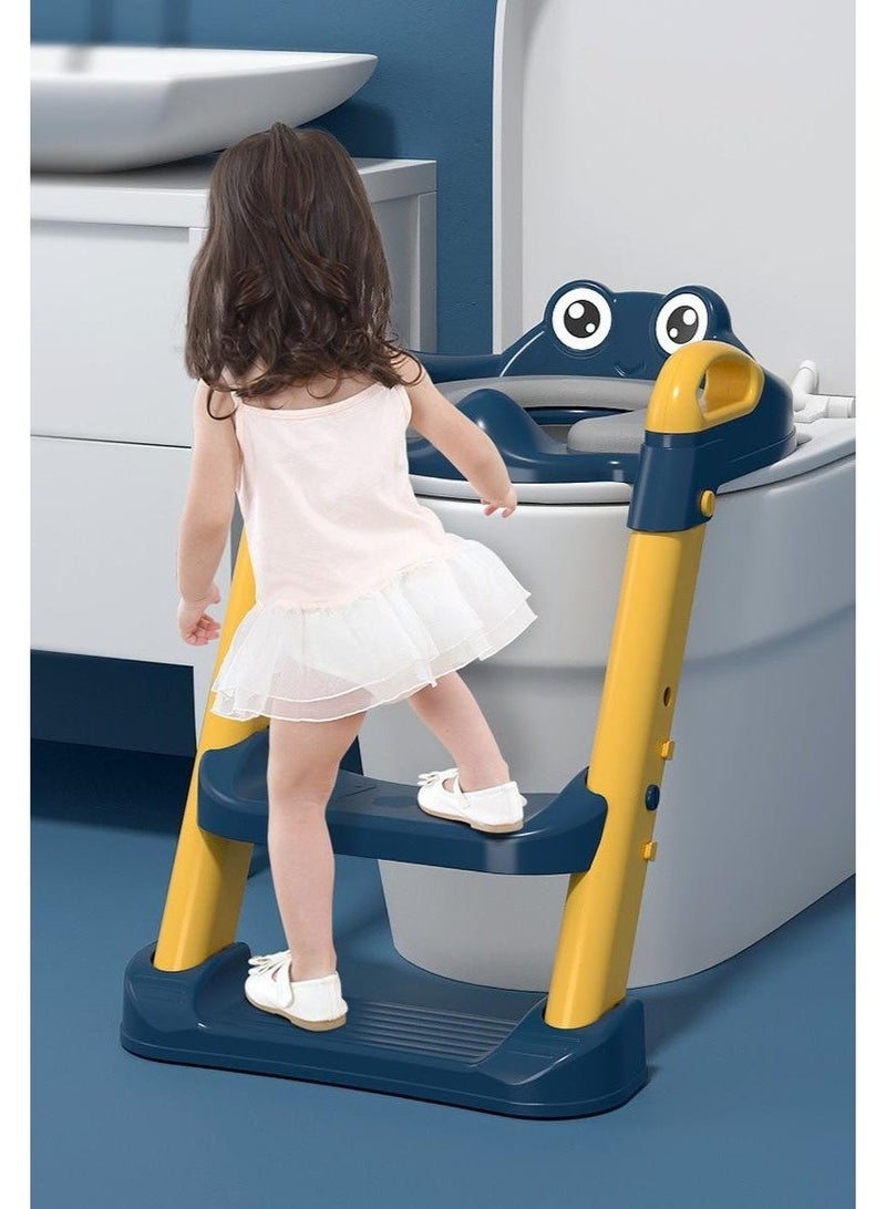 Potty Training Seat, Upgrade Toddler Toilet Seat for Kids Boys Girls, 2 in 1 Potty Training Toilet for Kids, Splash Guard Anti-Slip Pad Step Stool(Blue) - Image 1