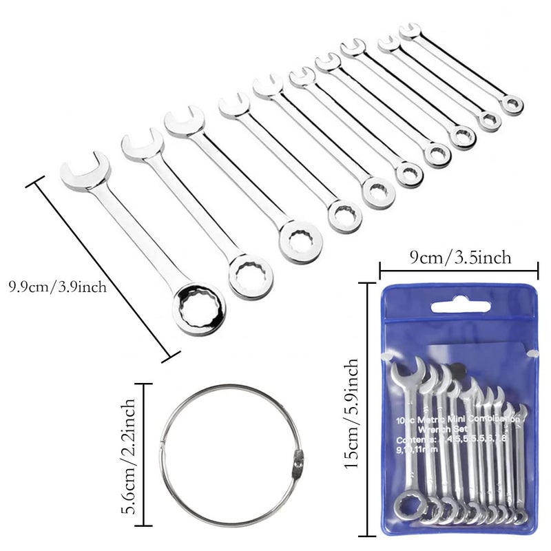 alladaga Mini Combination Wrench Set, Metric and SAE Small Wrench Repair Tools (SAE MET) - Image 2