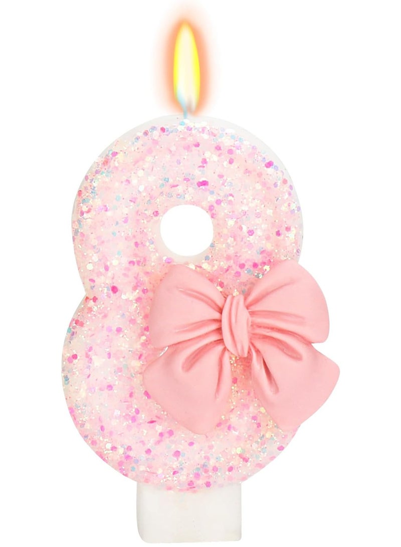 Birthday Candle for Cake , Happy Birthday Candle, Cake Topper Decoration for Birthday Party,Number 8  - Image 1