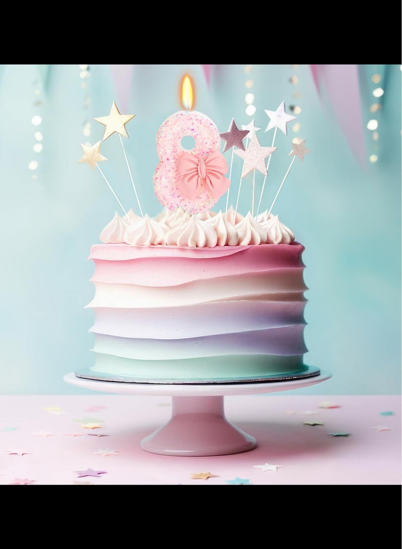 Birthday Candle for Cake , Happy Birthday Candle, Cake Topper Decoration for Birthday Party,Number 8  - Image 3