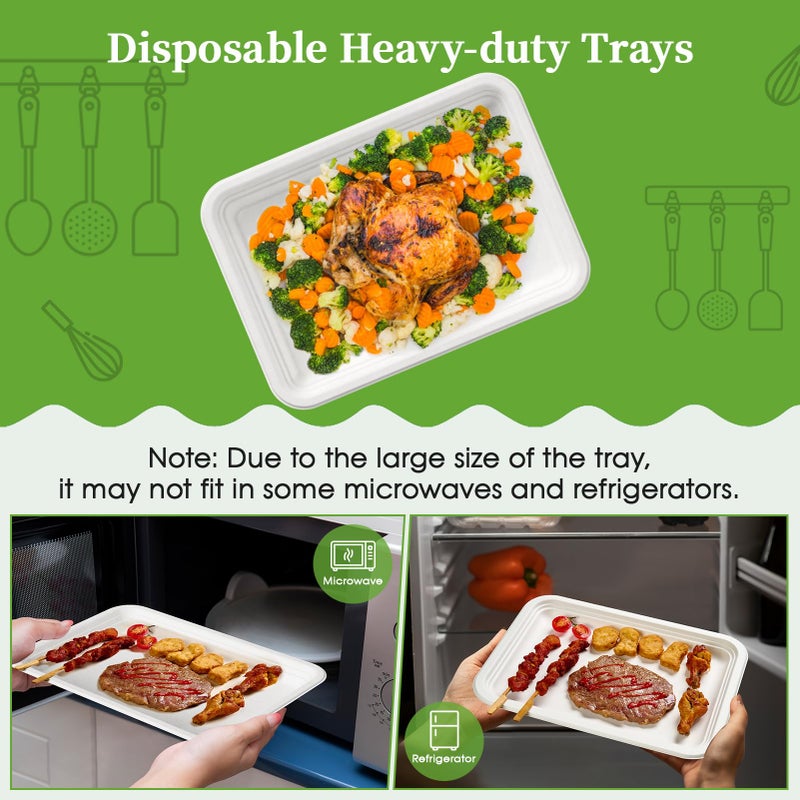 ECOLipak 50 Pack 14 Inch Disposable Food Crawfish Trays  Compostable Large Paper Plates  Disposable Thanksgiving Trays for Serving Food  Turkey  BBQ  Seafood Boil Party Supplies(White) - Image 4
