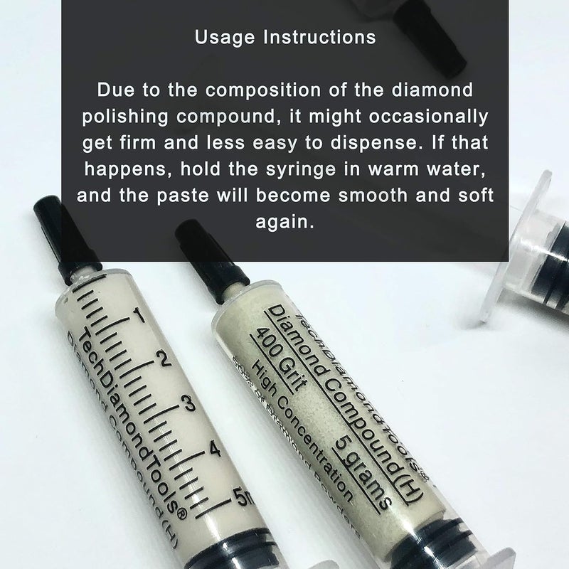 TechDiamondTools Diamond Polishing Compound Kit of 5 Polishing Paste USA Made 400 1200 4000 14000 50000 Grit for Marble Glass Metal Rock Jewelry Resin Silver Gemstone with 10% of Diamond Powder - Image 5