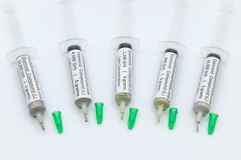 TechDiamondTools Diamond Polishing Compound Kit of 5 Polishing Paste USA Made 400 1200 4000 14000 50000 Grit for Marble Glass Metal Rock Jewelry Resin Silver Gemstone with 10% of Diamond Powder - Image 2