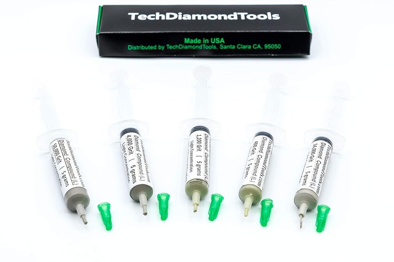 TechDiamondTools Diamond Polishing Compound Kit of 5 Polishing Paste USA Made 400 1200 4000 14000 50000 Grit for Marble Glass Metal Rock Jewelry Resin Silver Gemstone with 10% of Diamond Powder - Image 3