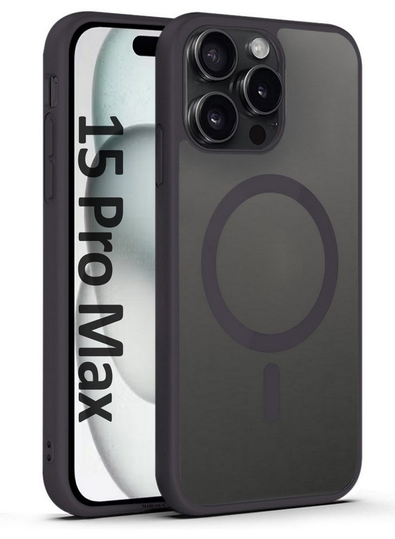 CATANES 2 Pieces Magnetic Slim Protective Case for iPhone 15 Pro Max - with Wireless Charging Support with 3D Screen Protector - Grey - Image 2