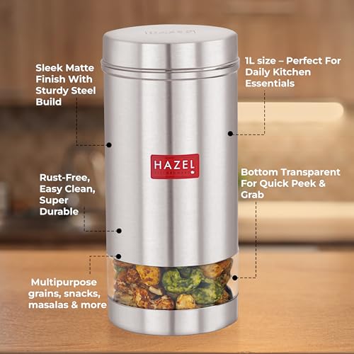 HAZEL Stainless Steel Transparent See Through Container, Silver, Set of 4, 1000 Ml - Image 3