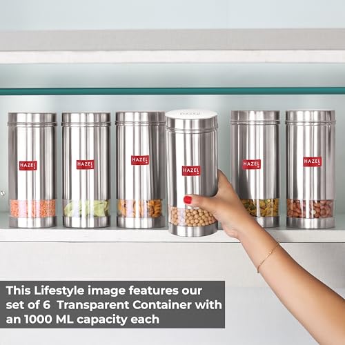 HAZEL Stainless Steel Transparent See Through Container, Silver, Set of 4, 1000 Ml - Image 4