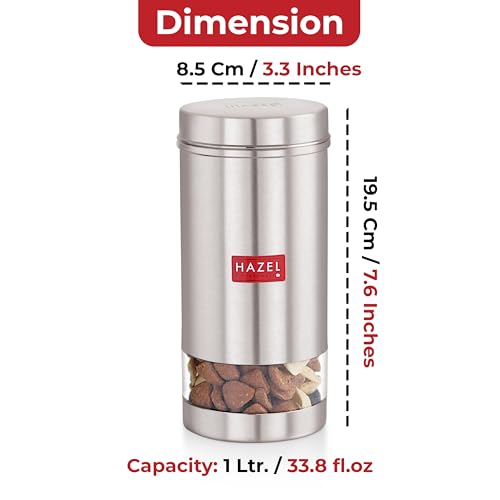HAZEL Stainless Steel Transparent See Through Container, Silver, Set of 4, 1000 Ml - Image 2