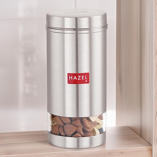HAZEL Stainless Steel Transparent See Through Container, Silver, Set of 4, 1000 Ml - Image 1