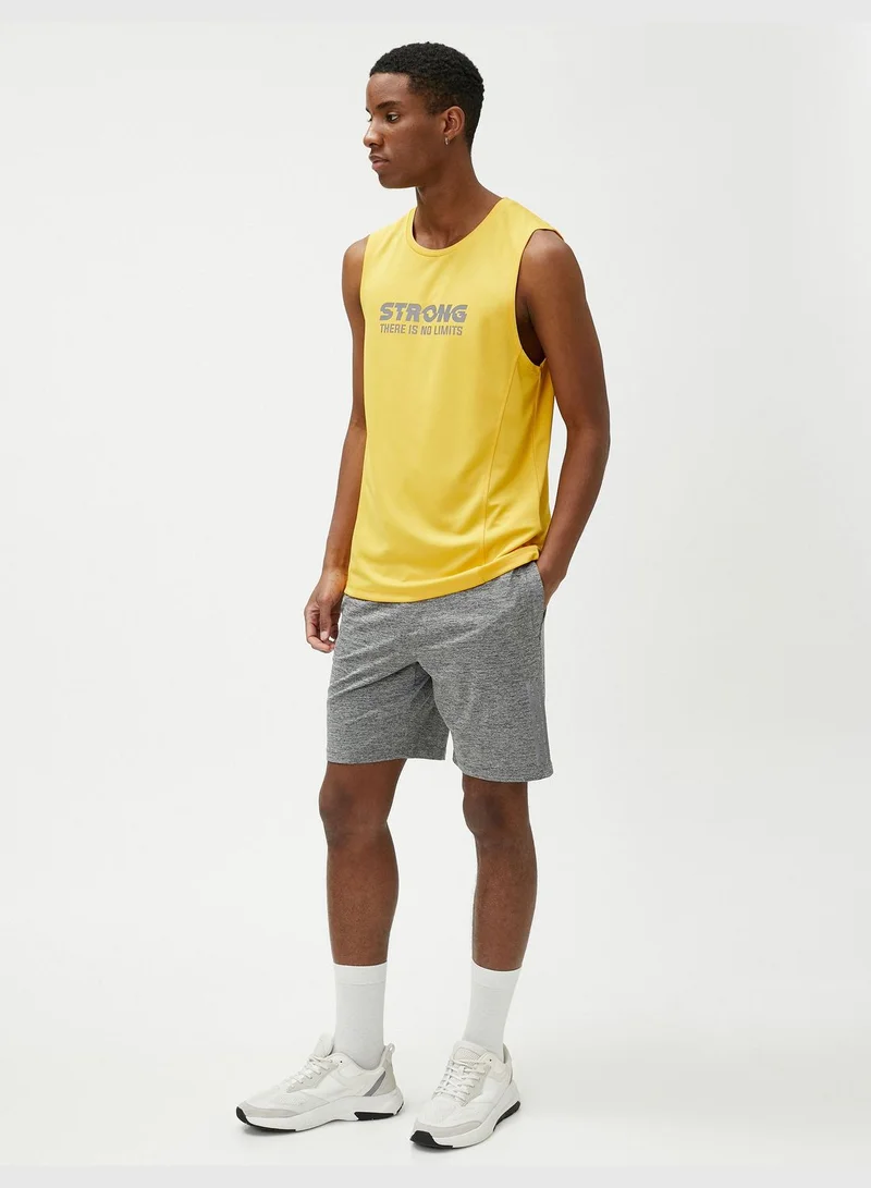KOTON Sport Tank Top Slogan Printed Crew Neck Sleeveless