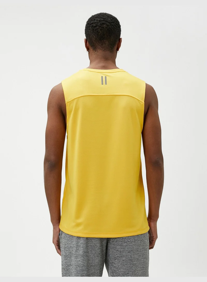 KOTON Sport Tank Top Slogan Printed Crew Neck Sleeveless