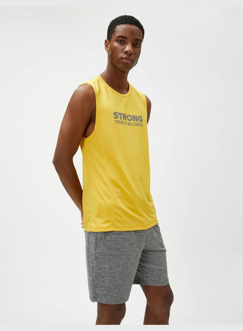 KOTON Sport Tank Top Slogan Printed Crew Neck Sleeveless