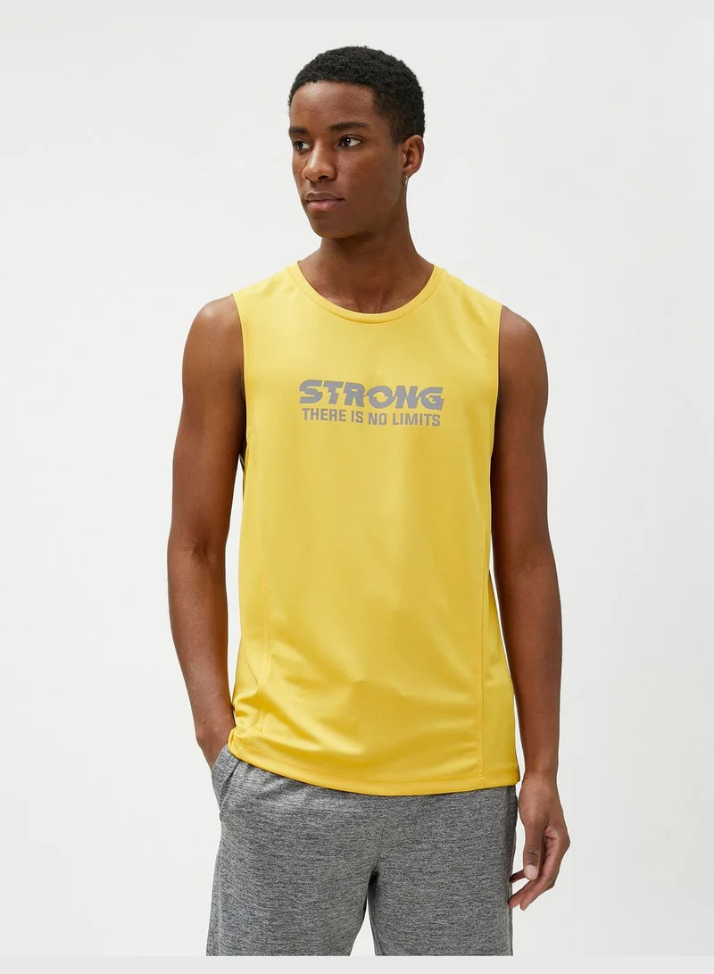 KOTON Sport Tank Top Slogan Printed Crew Neck Sleeveless
