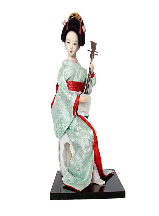 IEUDNS 12inch Japanese Geisha Ethnic Japanese Geisha Dolls Oriental Ancient Kabuki Girl Statue Kimono Dolls for Tabletop Home Decor, Red and Light Green - Image 1