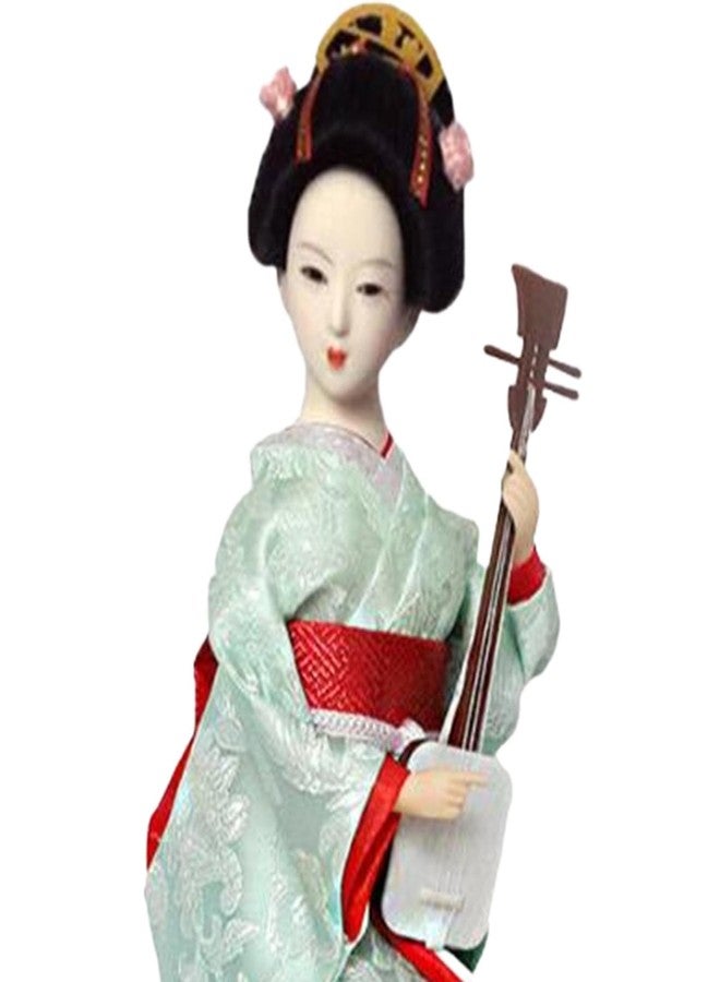 IEUDNS 12inch Japanese Geisha Ethnic Japanese Geisha Dolls Oriental Ancient Kabuki Girl Statue Kimono Dolls for Tabletop Home Decor, Red and Light Green - Image 5