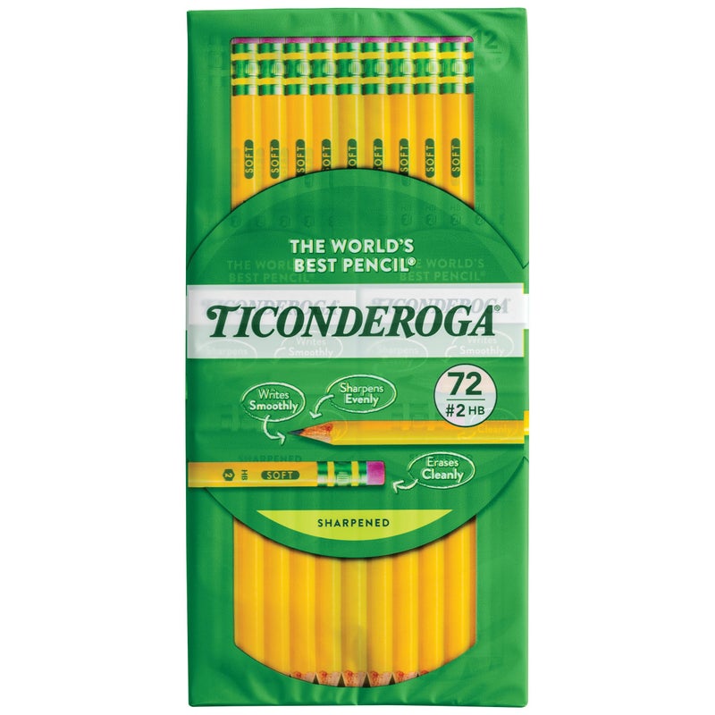 Ticonderoga Wood-Cased Pencils, Pre-Sharpened, 2 HB Soft, Yellow, 72 Count - Image 1