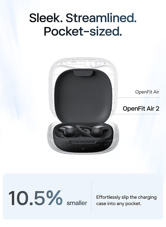 Shokz OpenFit Air 2 Open-Ear Headphones – Lightweight, Bluetooth 6.1, 36-Hour Playtime, Sweat & Water Resistant (IP55), Deep Bass, Workouts & Hiking black - Image 5