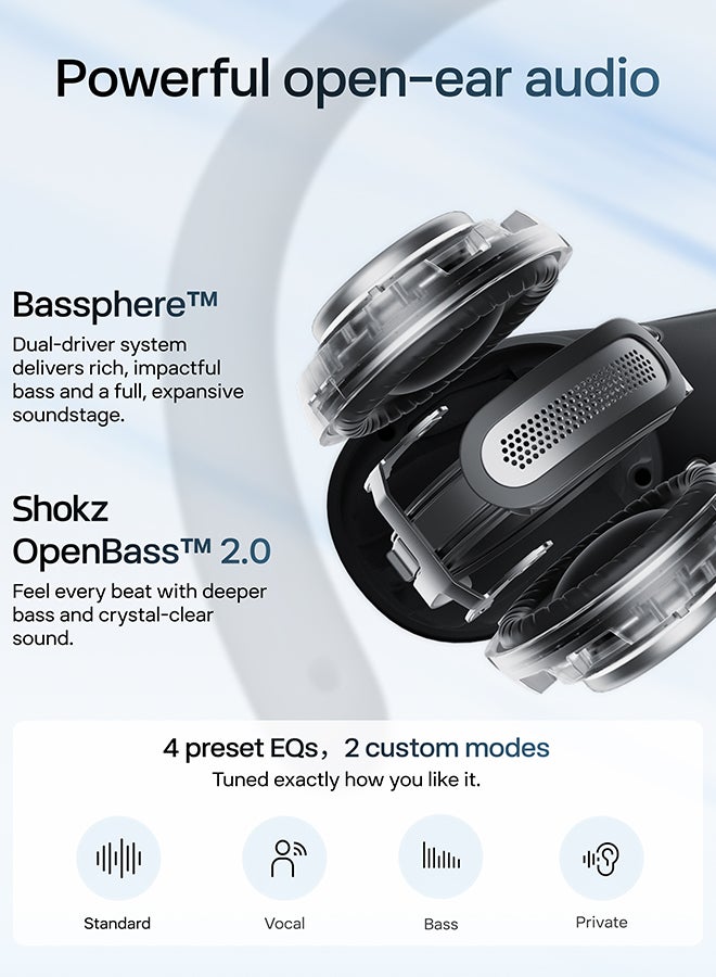 Shokz OpenFit Air 2 Open-Ear Headphones – Lightweight, Bluetooth 6.1, 36-Hour Playtime, Sweat & Water Resistant (IP55), Deep Bass, Workouts & Hiking black - Image 3