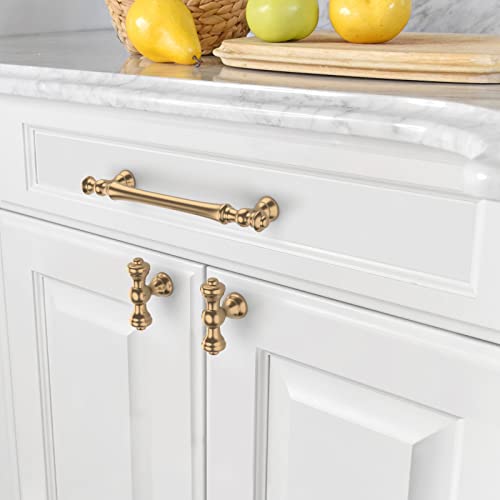 Amerdeco 10 Pack Champagne Bronze Cabinet Pulls 5 Inch(128mm) Hole Center Cabinet Hardware Kitchen Cabinet Handles for Bathroom Drawer Pulls Dresser Pulls ZH0014... - Image 3