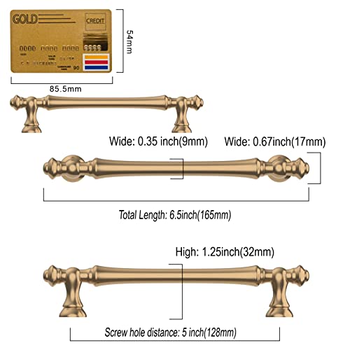 Amerdeco 10 Pack Champagne Bronze Cabinet Pulls 5 Inch(128mm) Hole Center Cabinet Hardware Kitchen Cabinet Handles for Bathroom Drawer Pulls Dresser Pulls ZH0014... - Image 5