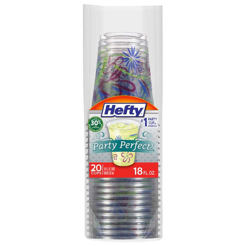 Hefty Party Perfect Clear Plastic Cups  18 Ounce  20 Count - Image 1