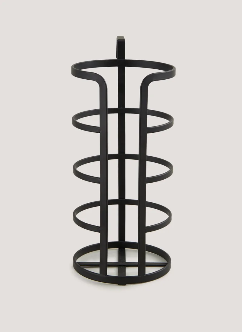 Matalan Black Metal Hook Toilet Roll Holder (30cm x 13cm x 17.5cm)