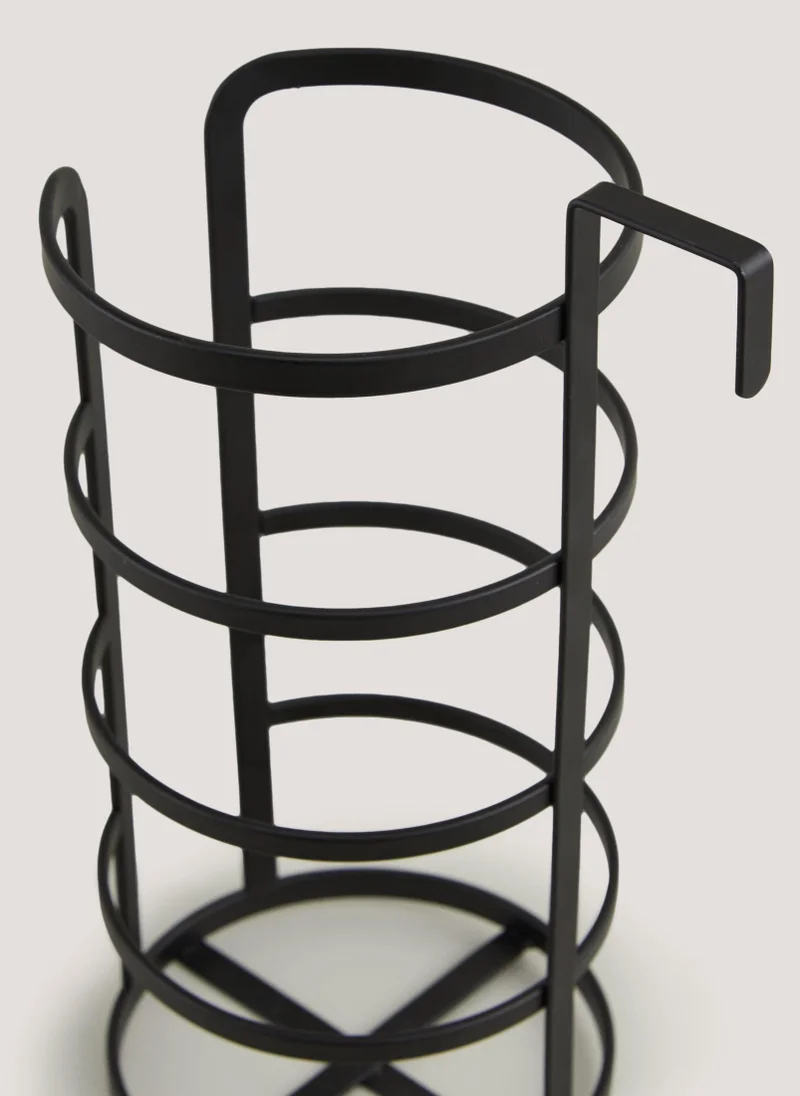 Matalan Black Metal Hook Toilet Roll Holder (30cm x 13cm x 17.5cm)