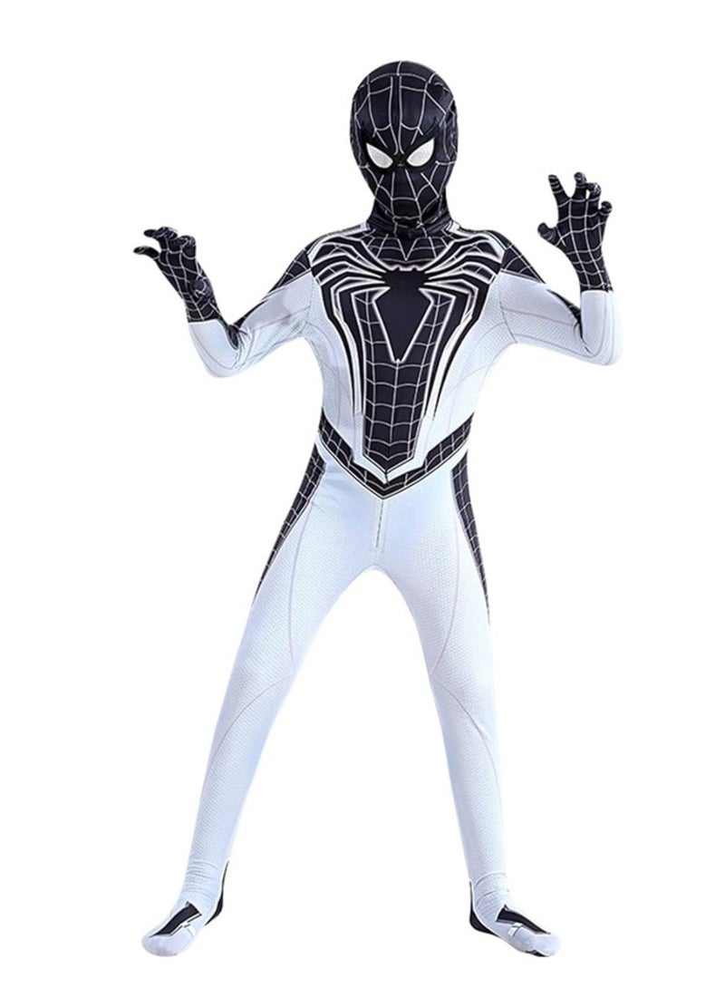Costume Cosplay Set 3D Style Superhero Cosplay Full Body Bodysuit Spandex Jumpsuit Kids Spider-Man Dress Up (Children's Size: 110-120cm) - Image 4