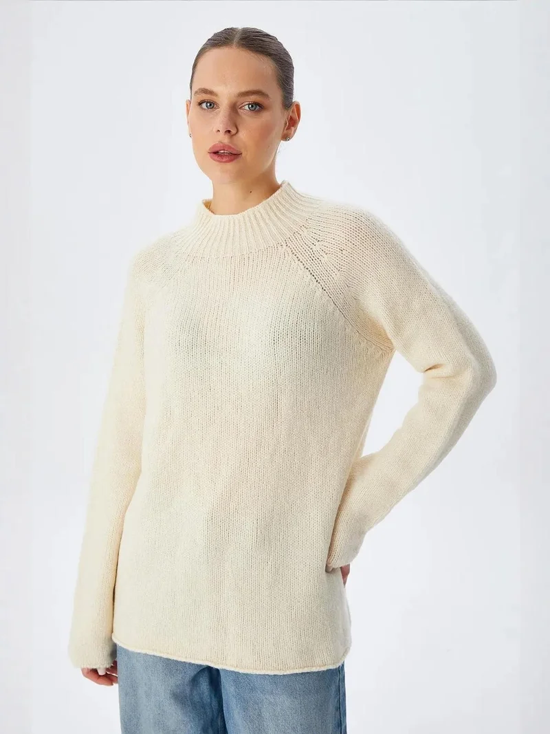 MixRay Natural Mixray Knit Half Turtleneck Sweater for Women | Best Price UAE