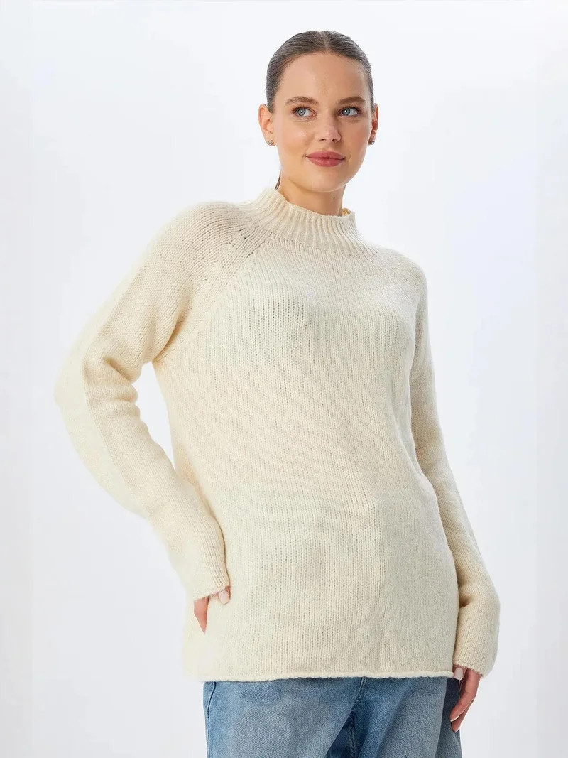MixRay Natural Mixray Knit Half Turtleneck Sweater for Women | Best Price UAE
