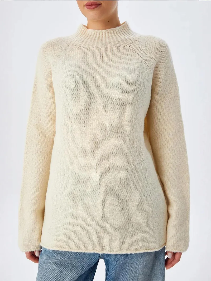 MixRay Natural Mixray Knit Half Turtleneck Sweater for Women | Best Price UAE