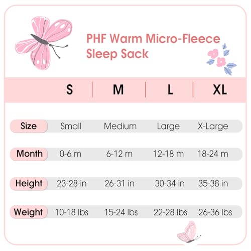 PHF 3 Pack Warm Micro-Fleece Baby Sleep Sack 6-12 Months, Soft Baby Wearable Blanket, 2-Way Zipper Sleeping Bags, Comfy Toddler Sleeping Sack for Girls, Medium Size, Butterfly - Image 5