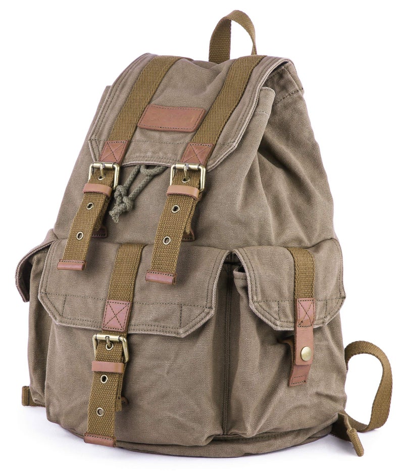 GOOTIUM 21101AMG-S Specially High Density Thick Canvas Backpack Rucksack, Field Tan, Small - Image 3