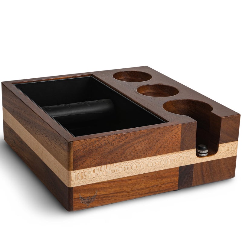 KNODOS Espresso Knock Box With 54mm Tamping Station For Breville Espresso Accessories Adjustable Portafilter Height Detachable Coffee Dump Bin