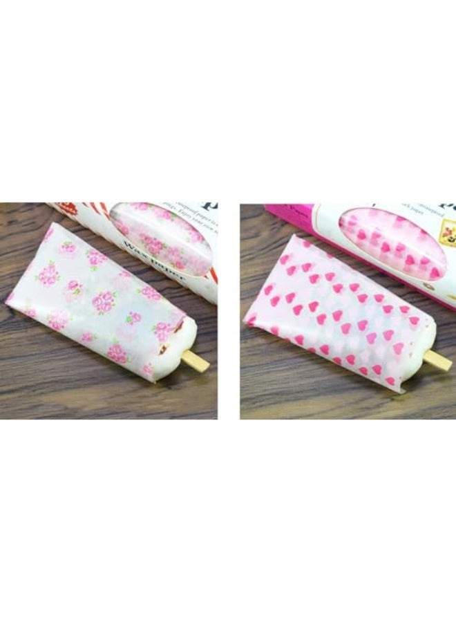 ورق زبدة مزخرف بنقوش زهور – 50 قطعة ورق شمعي للطعام – ورق تغليف مقاوم للماء والزيوت للساندويتش والحلويات والبسكويت – بطانات سلال – مقاس 21.5 × 25 سم - Image 4