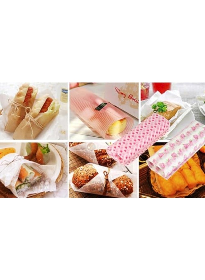 ورق زبدة مزخرف بنقوش زهور – 50 قطعة ورق شمعي للطعام – ورق تغليف مقاوم للماء والزيوت للساندويتش والحلويات والبسكويت – بطانات سلال – مقاس 21.5 × 25 سم - Image 5